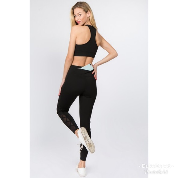 Yelete Active Lace-Up Mesh Side Workout Leggings - Picture 5 of 8